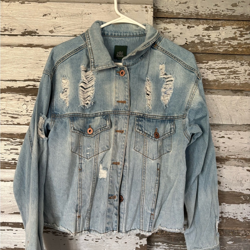 Wild Fable Light Blue Distressed Jean Jacket